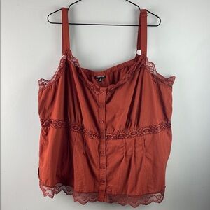 Torrid Women's Burnt Orange Lace Camisole Size 4 (4X)